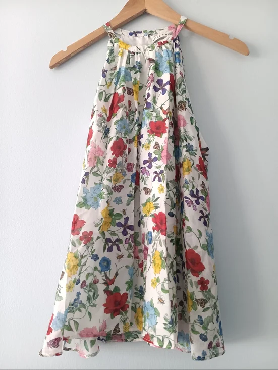 Alice + Olivia Erna Floral Halter Blouse S Silk Cotton Sleeveless Top - Picture 3 of 10